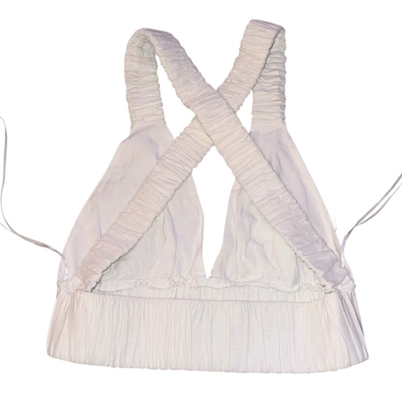 NWT Abercrombie & Fitch White Linen Viscose Cropped Top Medium - Picture 2 of 10